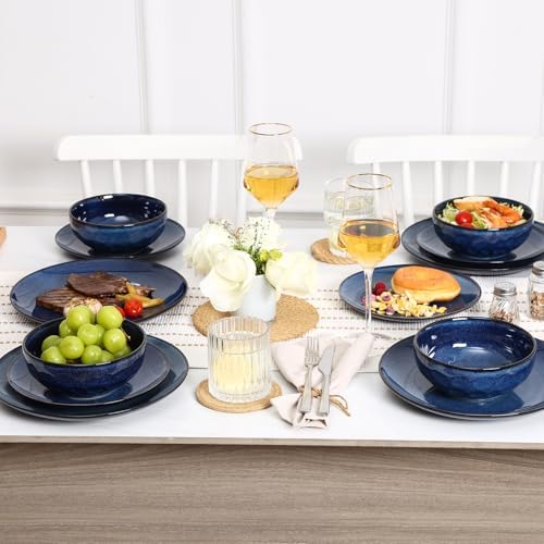 vicrays Ceramic Round Plates Set of 6 - Porcelain 10 inch Dinner