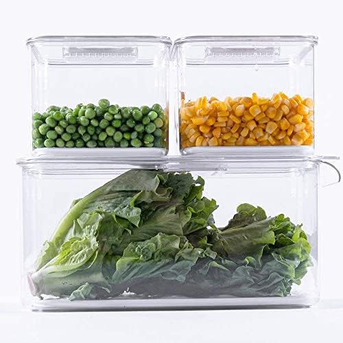 Slideep Produce Saver Containers with Lids, 3 Pack