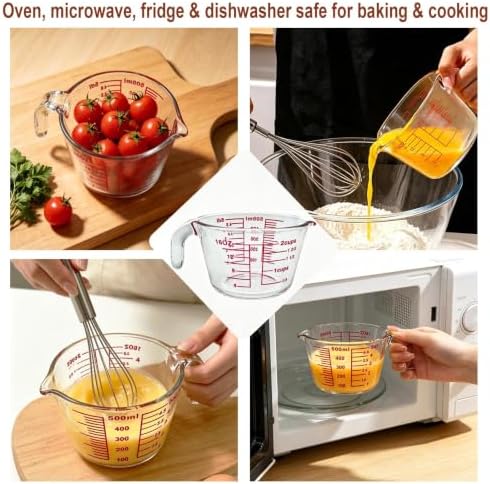 16 Oz Glass Measuring Cup, Clear Borosilicate Glass Measuring Cup