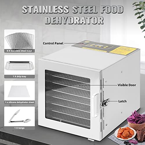 FAHKNS Food Dehydrator, 8 Stainless Steel Trays