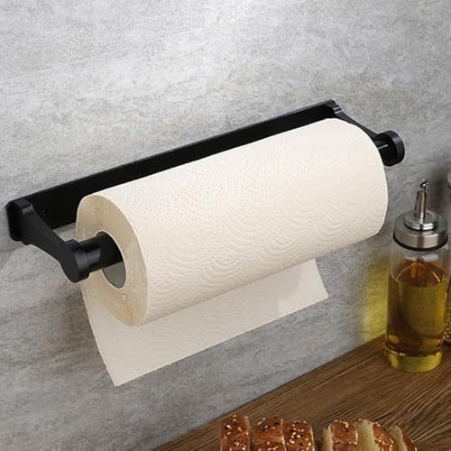 Black Wall-Mounted Paper Towel Holder, Under Cabinet