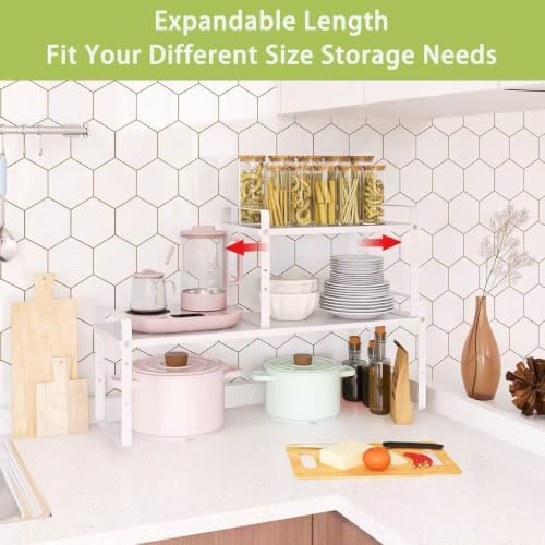 Across-Star Expandable Cabinet Shelf Organizer Rack, Stackable Kitchen