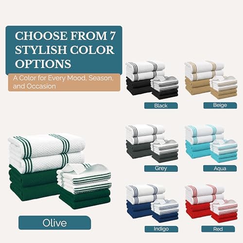Casa Platino Kitchen Towel Set 8 Pc - 4 Dish Cloths for Washing Dishes