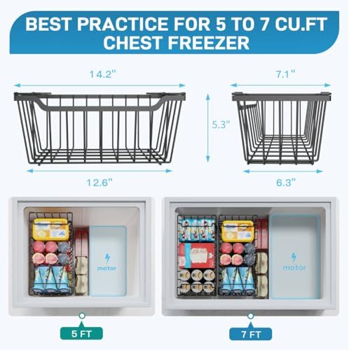 SUNALLY Freezer Organizer Bins, 4 Pack, Black