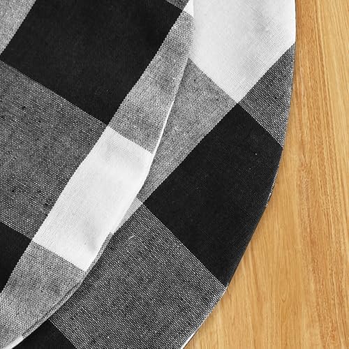 Black & White Cotton Buffalo Check Round Placemat, Set of 4, 15 Inch