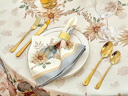 YiHomer Blue Pumpkin Bordered Thanksgiving Tabletop, Stonewashed Fall