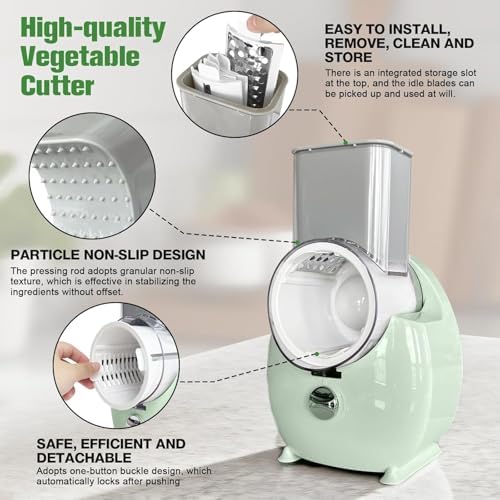 3-in-1 Electric Rotary Cheese Grater, Green