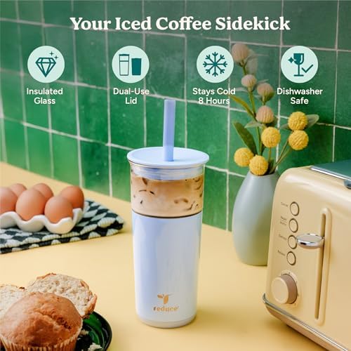 REDUCE Aspen - 20oz Vacuum Insulated Glass Tumbler - Extra Wide Straw