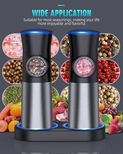 Gravity Electric Salt and Pepper Grinder Set, USB Rechargeable