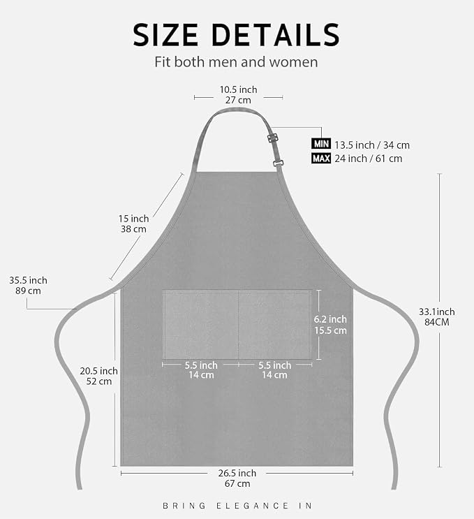 Syntus Apron for Men Women, Adjustable Cooking Kitchen Chef Aprons - Image 2