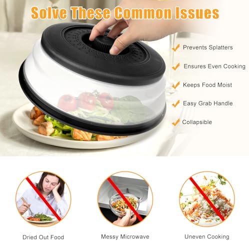 Microwave Splatter Cover Vented for Food,Collapsible Splatter Guard &