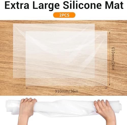 Silicone Mats, 2 Pack, 24 x 36 Inches, Translucent