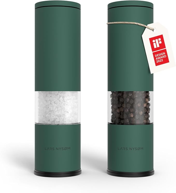 LARS NYSØM Salt and Pepper Grinder Set Manual, Stainless Steel Salt and Pepper by LN