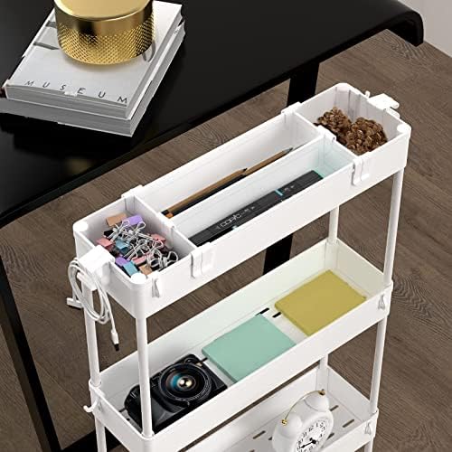 SPACELEAD Slim Storage Cart 4 Tier,Bathroom Organizer Rolling Utility