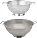 Fox Run Large Colander Set, Set of 2 Stainless Steel Kitchen Strainers with Handles, Includes a 5 Quart and a 3 Quart Pasta Strainer