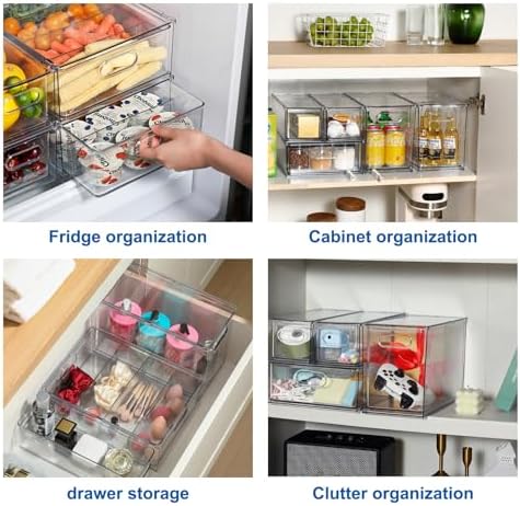 Fridge Organizers and Storage Pull Out Drawer, 2 Small + 1 Large