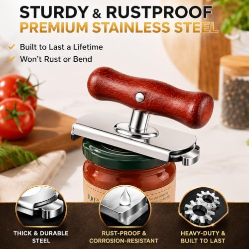 Adjustable Jar Opener, Stainless Steel Lid Opener with Ergonomic