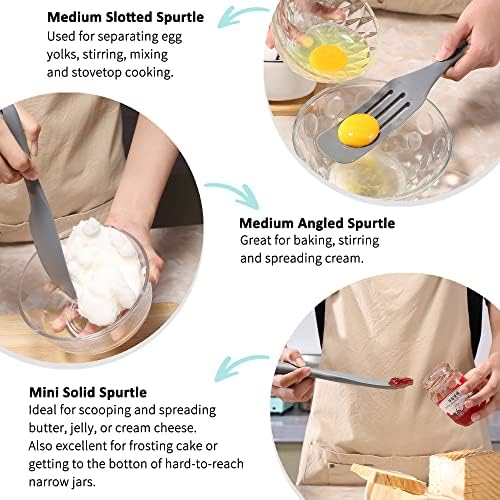 Tongjude Silicone Spurtle Set, Silicone Spatula Set, Heat Resistant