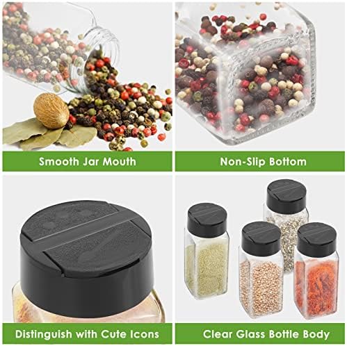 Saiveina 12 Pack Glass Spice Jars with Labels, 4oz Spices Containers