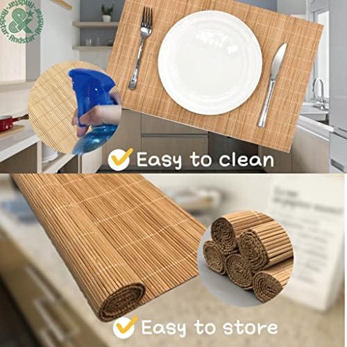 Set of 8 Pcs Bamboo Placemats Sushi Rolling Mat Japanese Style Natural
