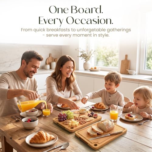 3-Piece Bamboo Cutting Boards - Large Wood Cutting Boards for Kitchen