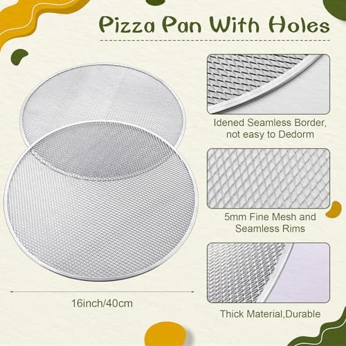 Nuogo 5 Pcs 16 Inch Aluminum Mesh Pizza Screens with Holes, Round
