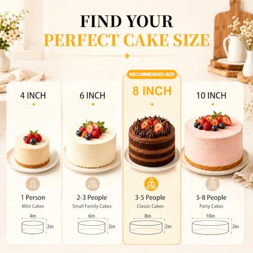 Vinino 8 Inch Silicone Round Cake Pans, Set of 2