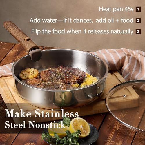 CAROTE 19pcs Tri-Ply Stainless Steel Cookware Set with Detachable