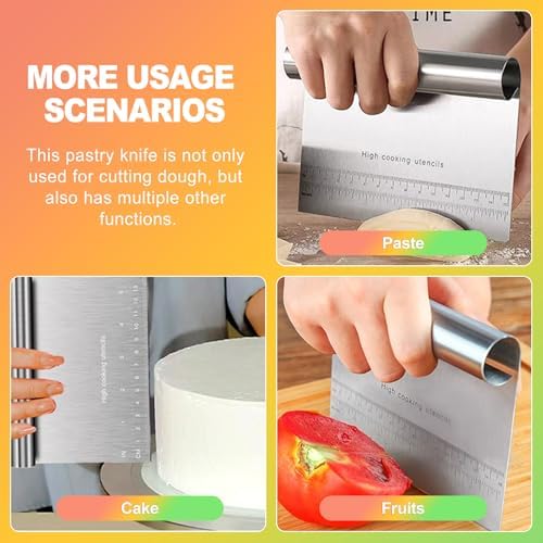 ZukoCert 2-Pack Stainless Steel Bench Scraper – Durable Dough Cutter