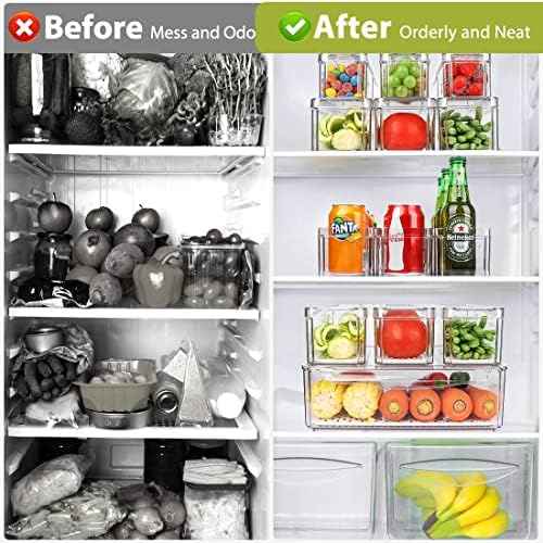 10 Pack Refrigerator Pantry Organizer Bins with Lids, Fridge Organizer Bins