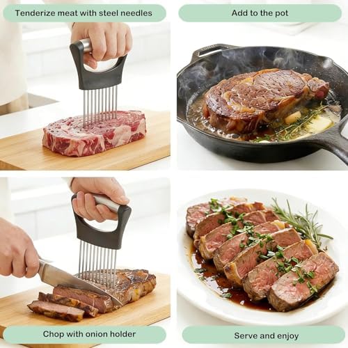 2Pcs Stainless Steel Onion Holder for Slicing, Onion Slicer Holder