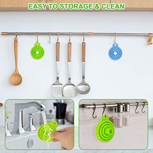 Kitchen Funnel Set 7 Pack, Collapsible Silicone Funnel for Filling