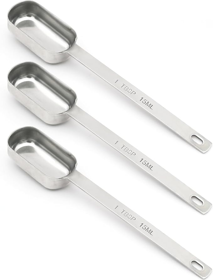 3PCS 1tbsp Single Measuring Spoon, Stainless Steel Long Handle Individual by BERYLER