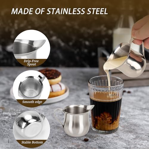 12 Pack Stainless Steel Bell Creamers 3 oz Small Cream Pitcher