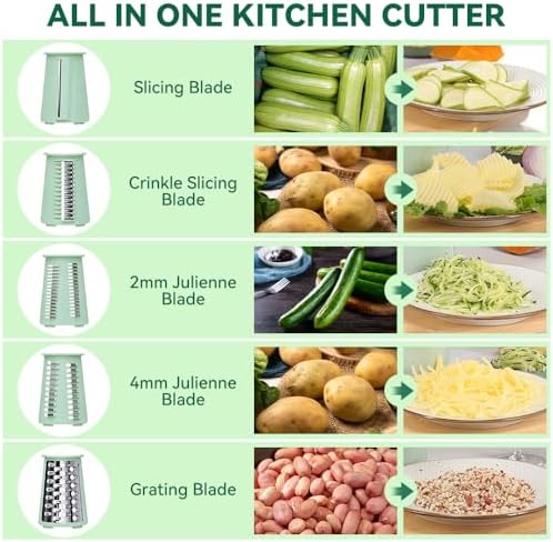 KEOUKE 5 in 1 Green Rotary Cheese Grater