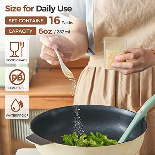 ComSaf 16Pcs Glass Spice Jars with Bamboo Lid 6oz - 20 oz Glass Food