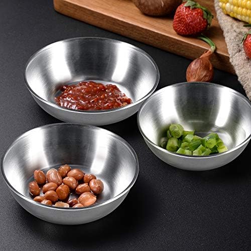 8 Pack 3.2inch Stainless Steel Sauce Dishes Mini Individual Saucers