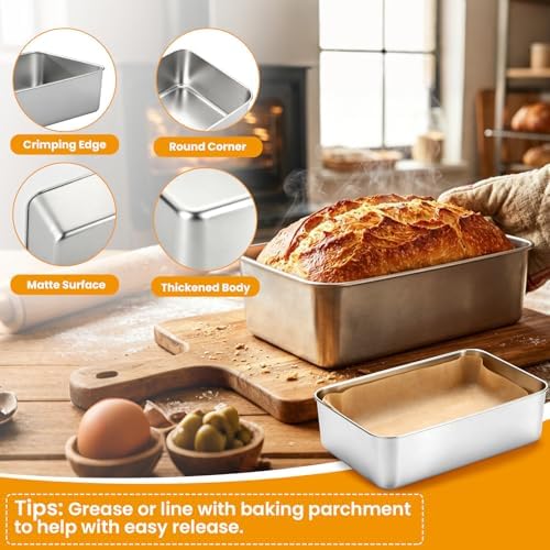 8 Pack Loaf Pans for Baking Bread 9x5In Stainless Steel bread Pan