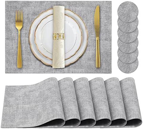 Faux Leather Placemats Set of 6,Heat Resistant Placemats for Dining