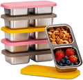 SUMERX 6 Pack Stainless Steel Snack Containers - 2 Compartment