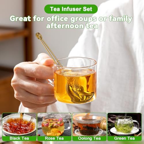NUOBESTY 4Pcs Tea Infuser Set, Stainless Steel Star Moon Shape Tea