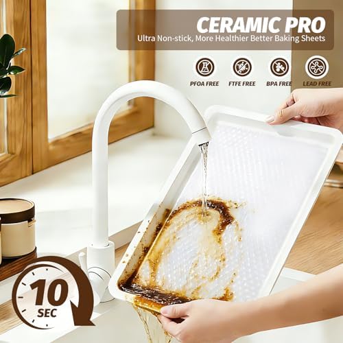 Nonstick Ceramic Baking Sheet With Rack, 2-Pack Half Sheet Pan