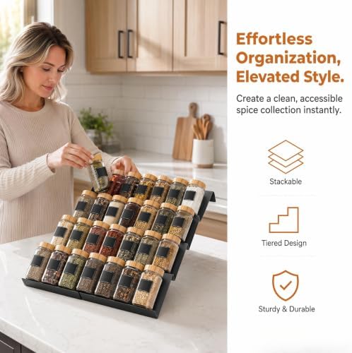8 Pack Expandable Spice Drawer Organizer Tray Insert for Kitchen
