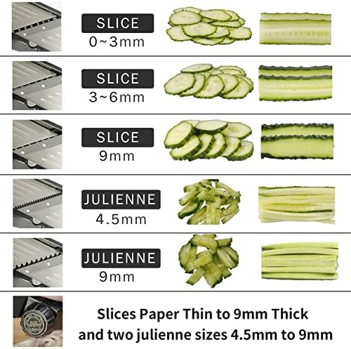 WELTONHM Stainless Steel Mandoline Slicer, Black
