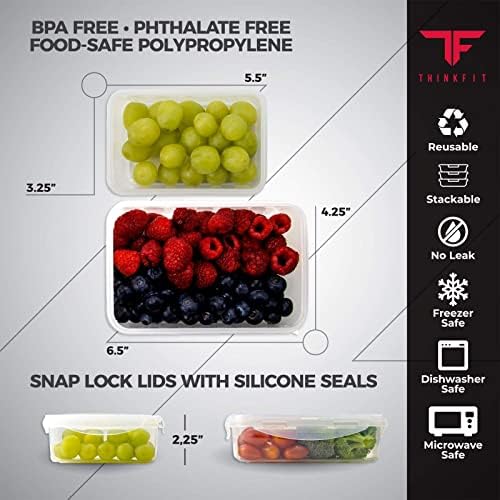ThinkFit Meal Prep Lunch Box, 6 Containers, 2 Ice Packs