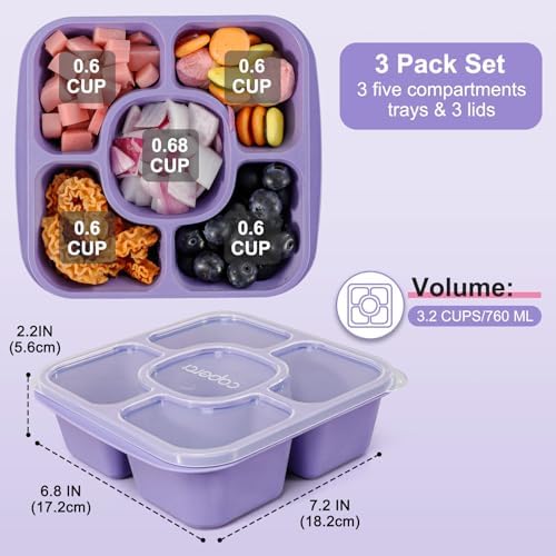 Caperci 5-Pack Lunchable Container Set for Kids & Adults