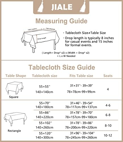 JIALE Tablecloths for Rectangle Tables, Cotton Linen Table Cloth