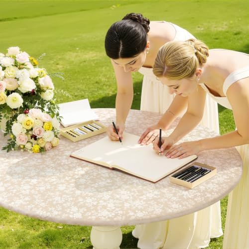 Smiry Waterproof Heavy Duty Vinyl Fitted Tablecloth for 45"-56" Round