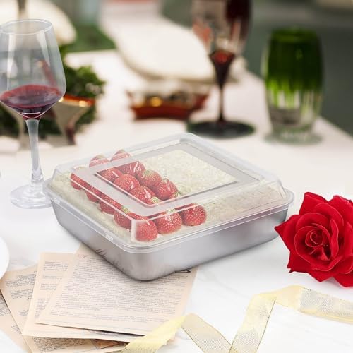 Onader 8x8 Inch Square Cake Baking Pan with Lid Set of 2