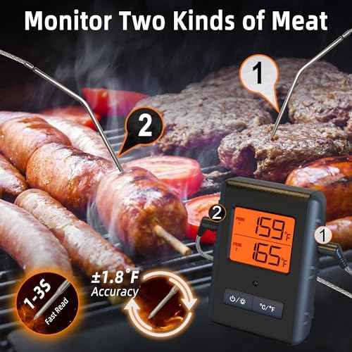 Remote Meat Thermometer Wireless, Vauno Wireless Meat Thermometer for
